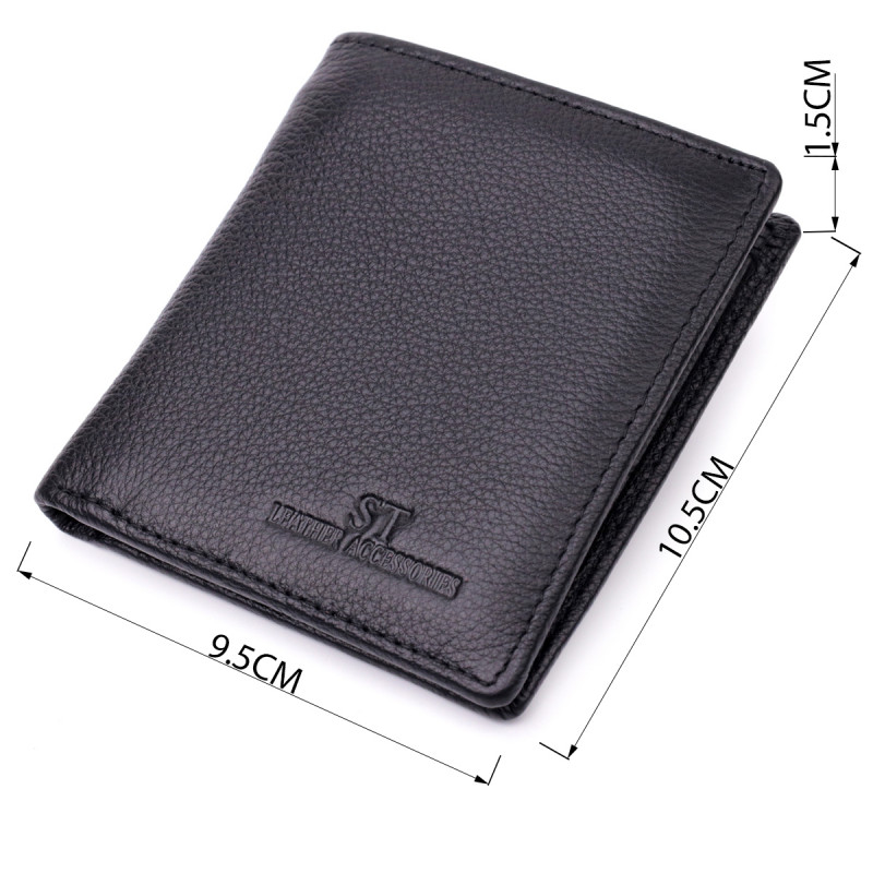 Женский кошелек в классическом черном цвете из натуральной кожи ST Leather Черный