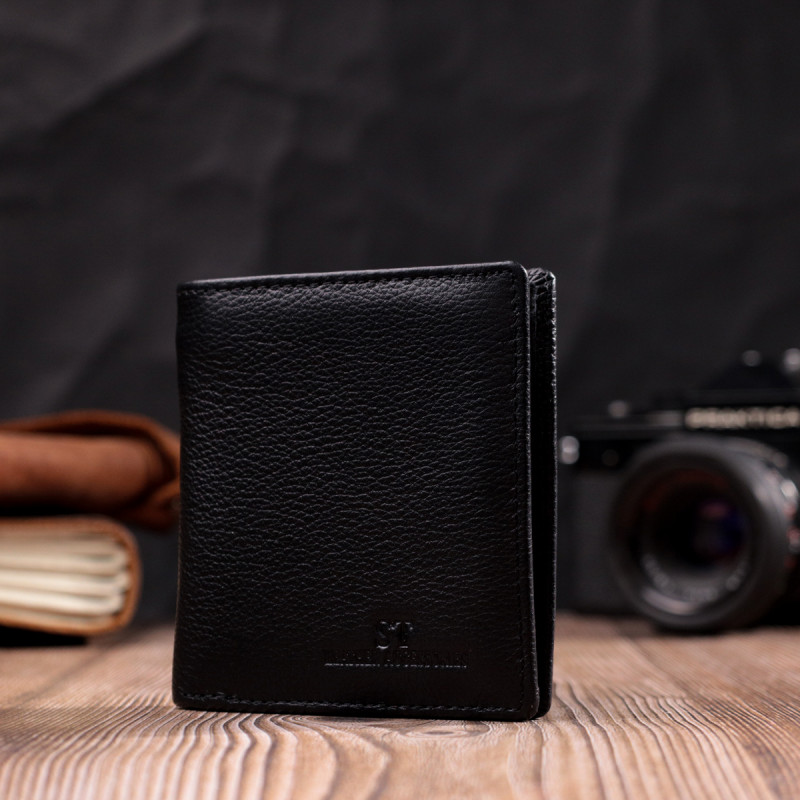Женский кошелек в классическом черном цвете из натуральной кожи ST Leather Черный