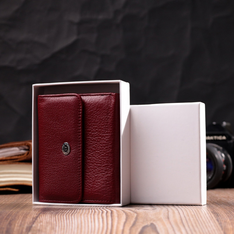 Кожаный женский кошелек с монетницей ST Leather Бордовый