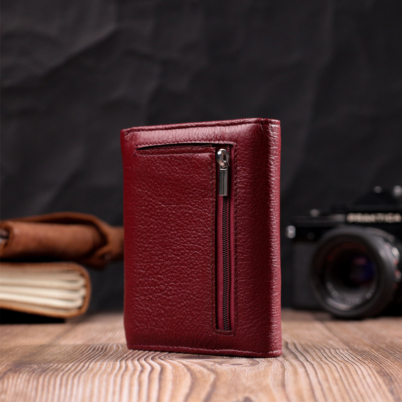 Шкіряний жіночий гаманець із монетницею ST Leather Бордовий