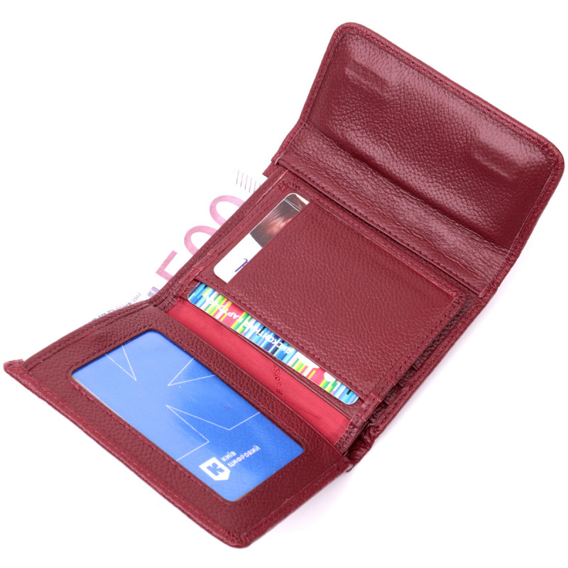 Кожаный женский кошелек с монетницей ST Leather Бордовый
