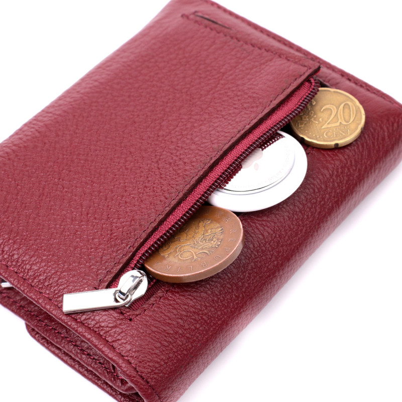 Кожаный женский кошелек с монетницей ST Leather Бордовый