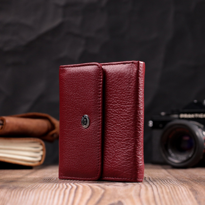 Кожаный женский кошелек с монетницей ST Leather Бордовый