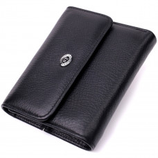 Симпатичный женский кошелек с монетницей из натуральной кожи ST Leather Черный