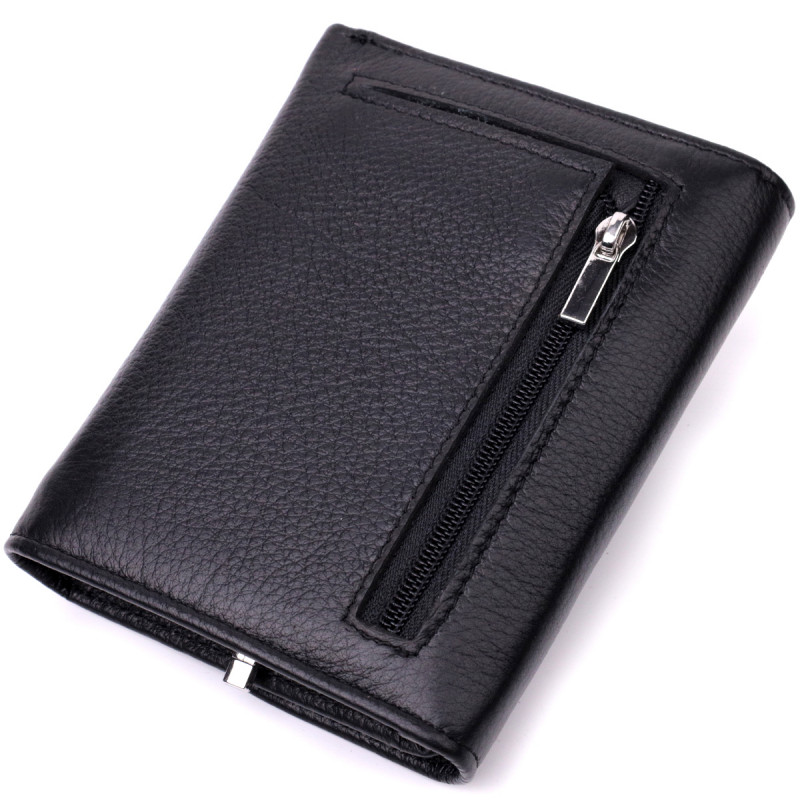 Симпатичный женский кошелек с монетницей из натуральной кожи ST Leather Черный