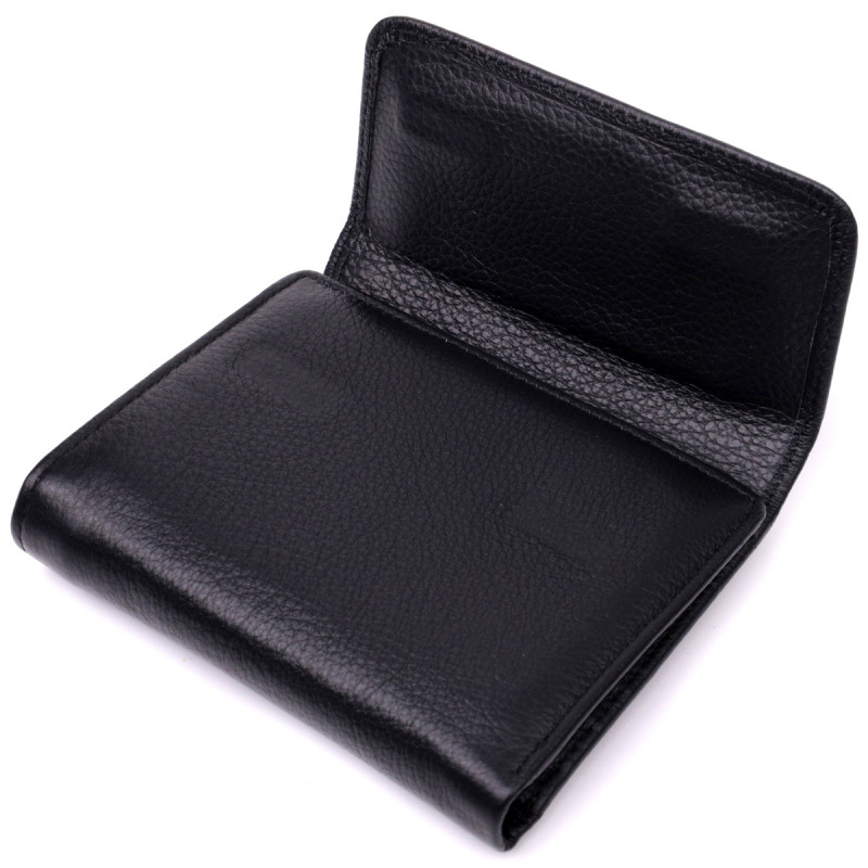 Симпатичный женский кошелек с монетницей из натуральной кожи ST Leather Черный