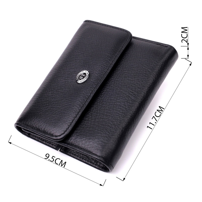 Симпатичный женский кошелек с монетницей из натуральной кожи ST Leather Черный