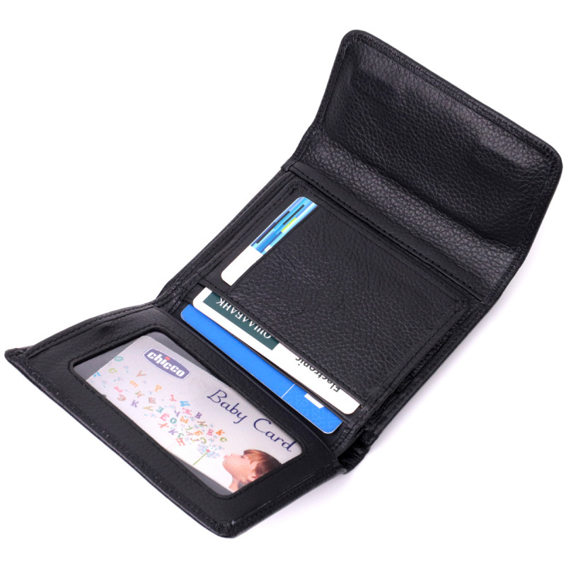 Симпатичный женский кошелек с монетницей из натуральной кожи ST Leather Черный