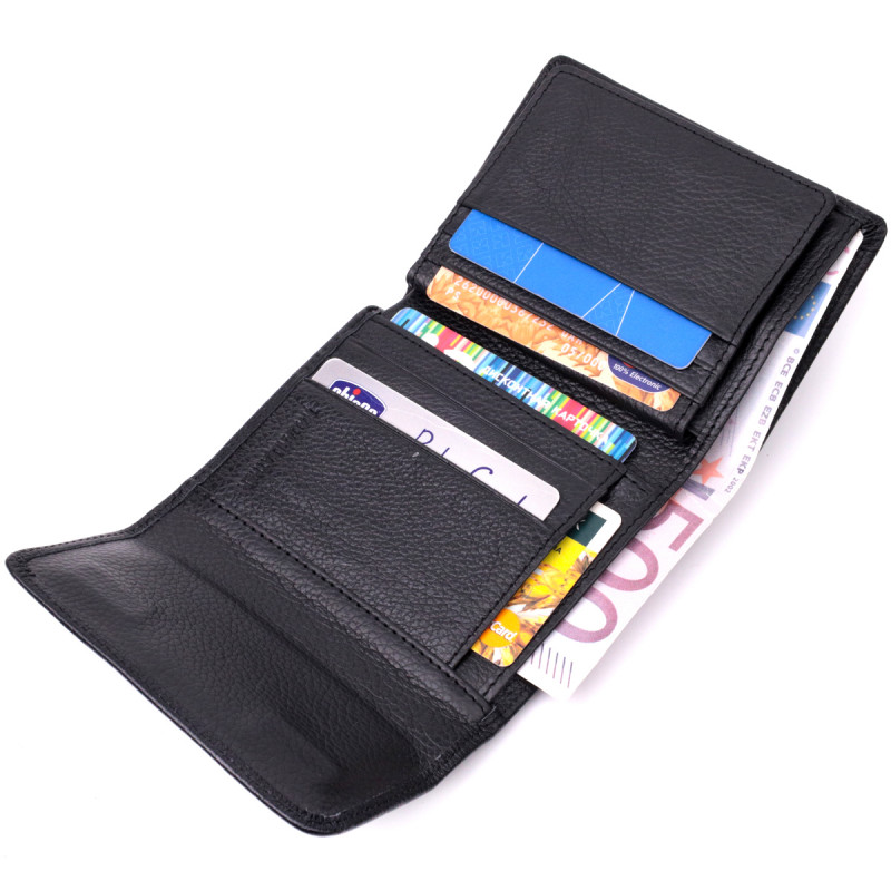 Симпатичный женский кошелек с монетницей из натуральной кожи ST Leather Черный