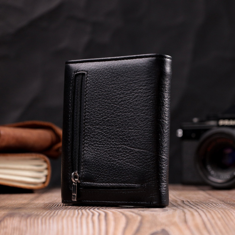 Симпатичный женский кошелек с монетницей из натуральной кожи ST Leather Черный