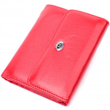 Яркий женский кошелек с монетницей из натуральной кожи ST Leather Красный