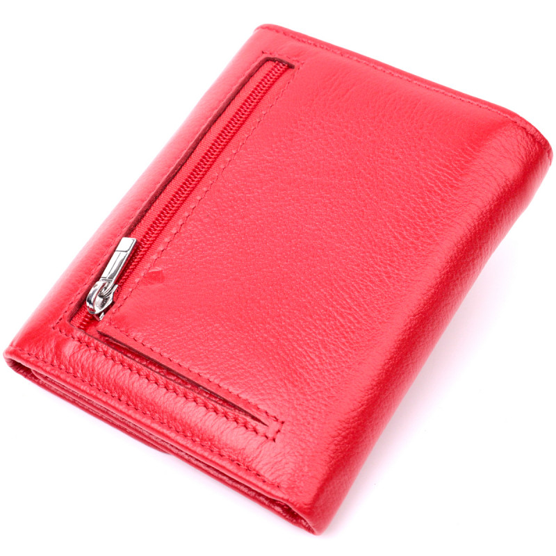 Яркий женский кошелек с монетницей из натуральной кожи ST Leather Красный