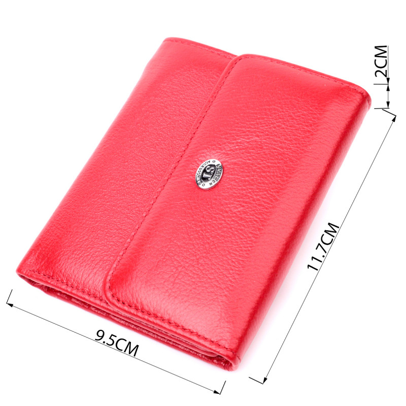 Яркий женский кошелек с монетницей из натуральной кожи ST Leather Красный