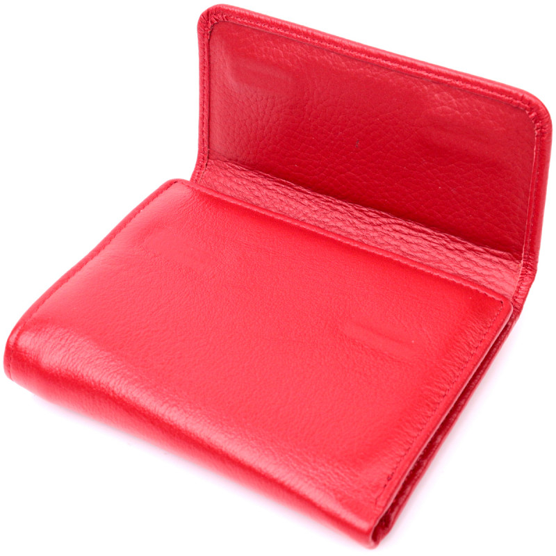 Яркий женский кошелек с монетницей из натуральной кожи ST Leather Красный