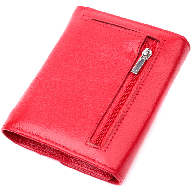 Женский яркий кошелек с монетницей из натуральной кожи ST Leather Красный