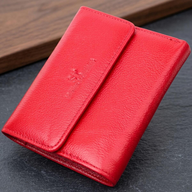 Женский яркий кошелек с монетницей из натуральной кожи ST Leather Красный