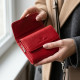 Женский яркий кошелек с монетницей из натуральной кожи ST Leather Красный