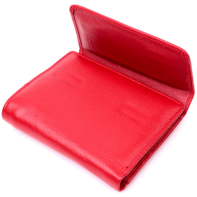 Женский яркий кошелек с монетницей из натуральной кожи ST Leather Красный