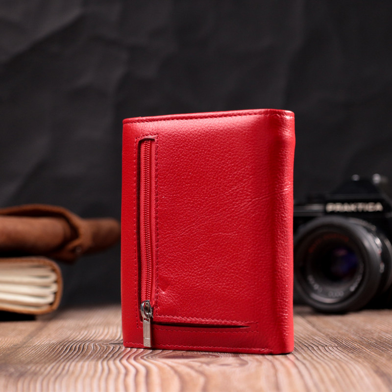 Женский яркий кошелек с монетницей из натуральной кожи ST Leather Красный