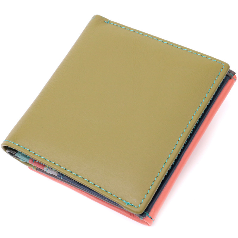 Модный женский кошелек с оригинальной монетницей из натуральной кожи ST Leather Разноцветный