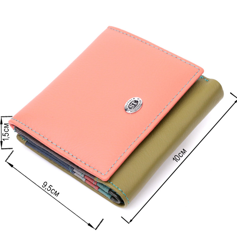 Модный женский кошелек с оригинальной монетницей из натуральной кожи ST Leather Разноцветный