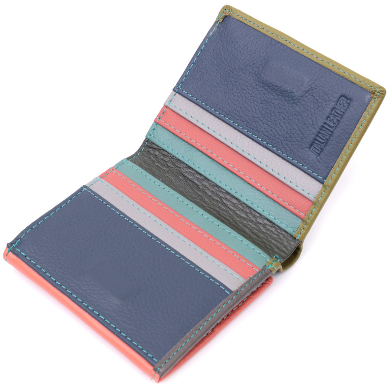 Модный женский кошелек с оригинальной монетницей из натуральной кожи ST Leather Разноцветный