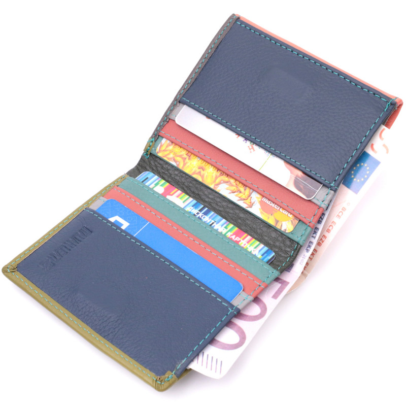 Модный женский кошелек с оригинальной монетницей из натуральной кожи ST Leather Разноцветный