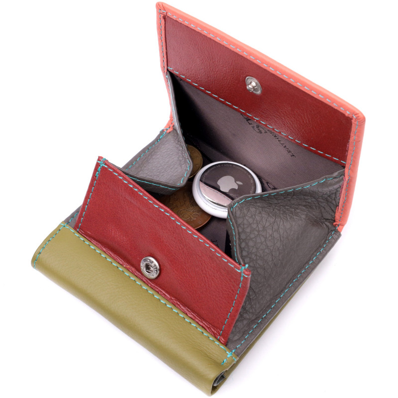 Модный женский кошелек с оригинальной монетницей из натуральной кожи ST Leather Разноцветный