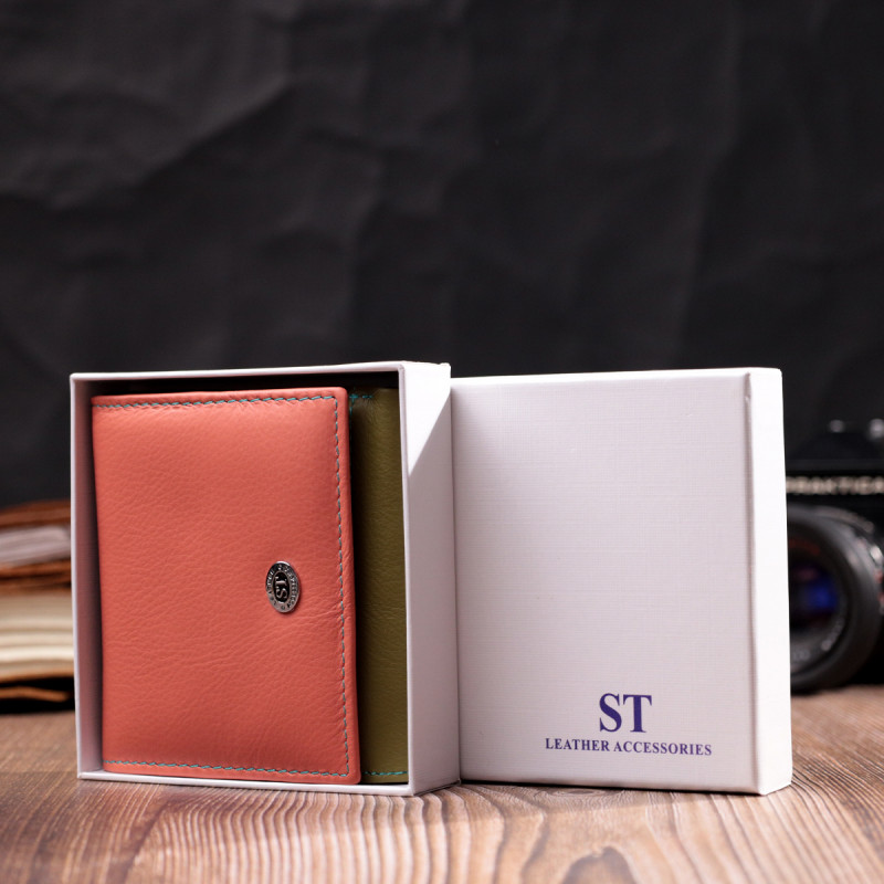 Модный женский кошелек с оригинальной монетницей из натуральной кожи ST Leather Разноцветный