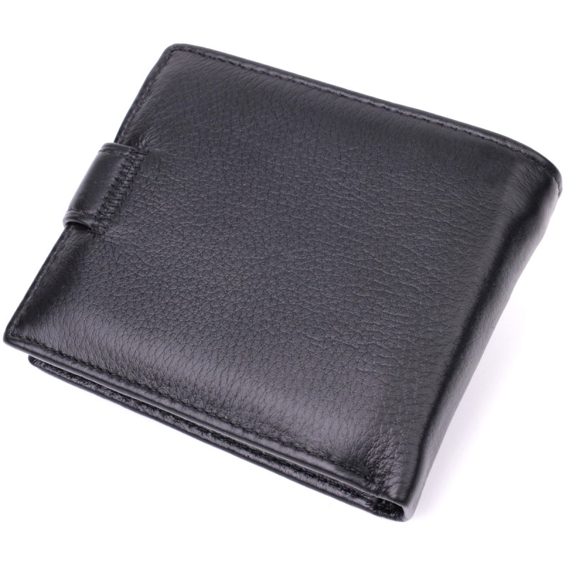 Качественный горизонтальный бумажник из натуральной кожи ST Leather Черный