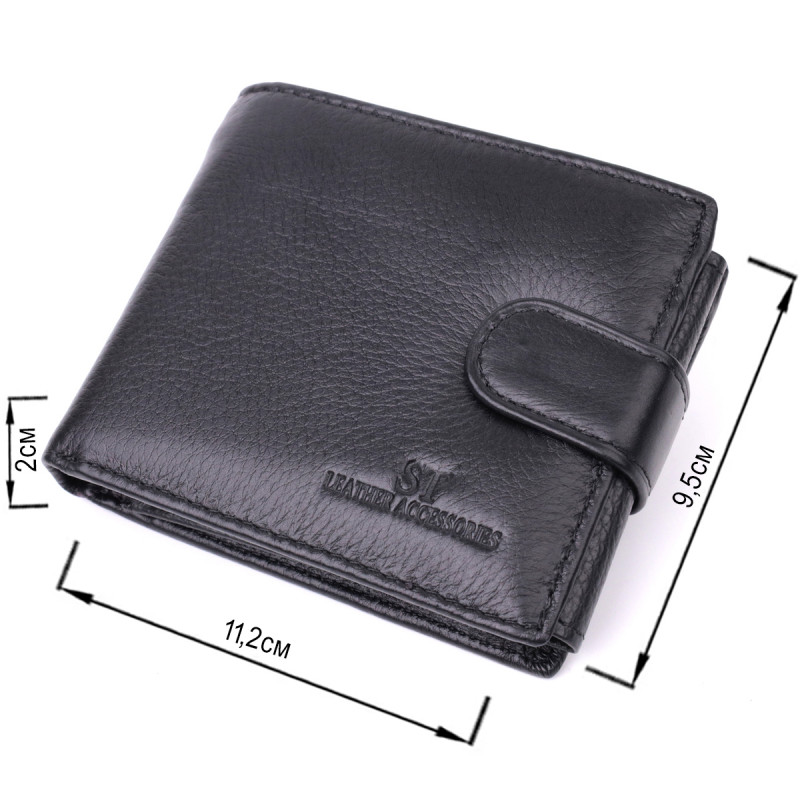 Качественный горизонтальный бумажник из натуральной кожи ST Leather Черный