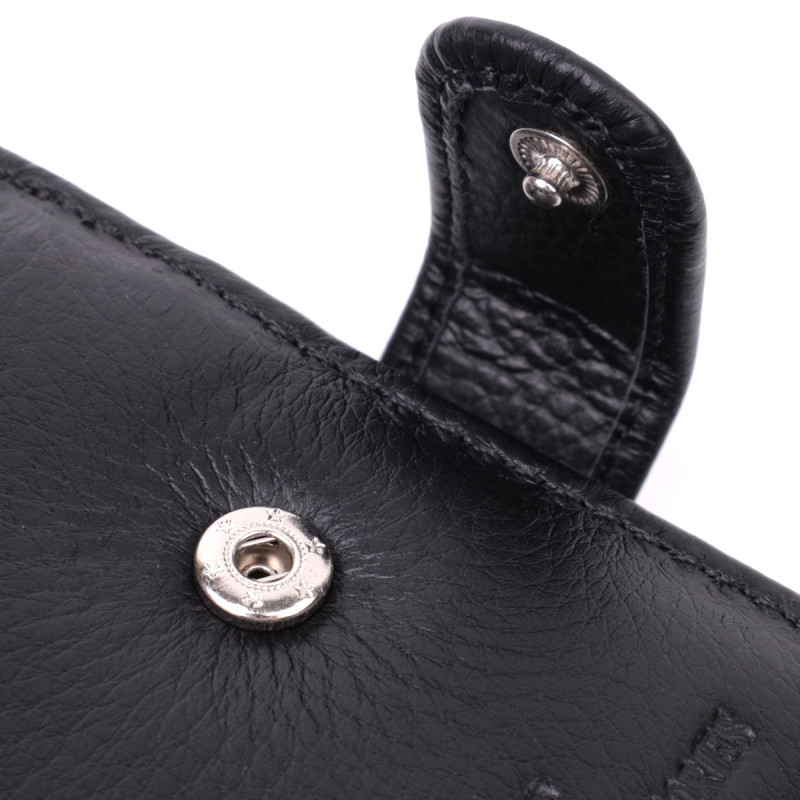 Качественный горизонтальный бумажник из натуральной кожи ST Leather Черный