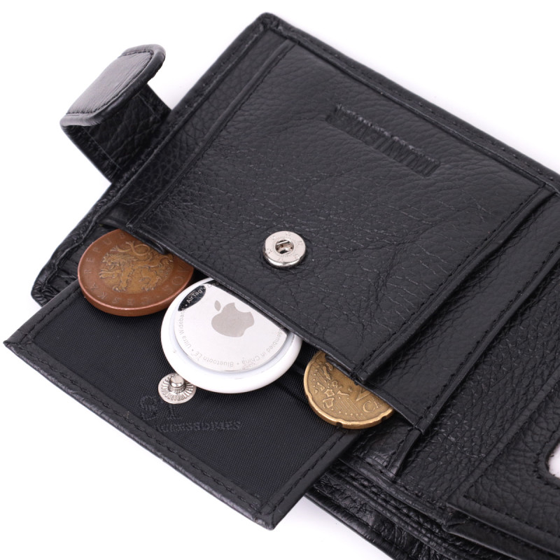 Качественный горизонтальный бумажник из натуральной кожи ST Leather Черный