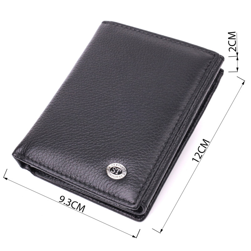 Бумажник вертикального формата из натуральной кожи ST Leather Черный