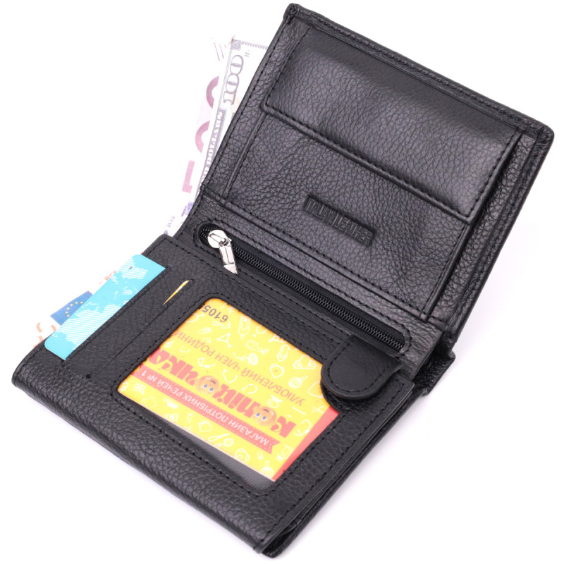 Бумажник вертикального формата из натуральной кожи ST Leather Черный