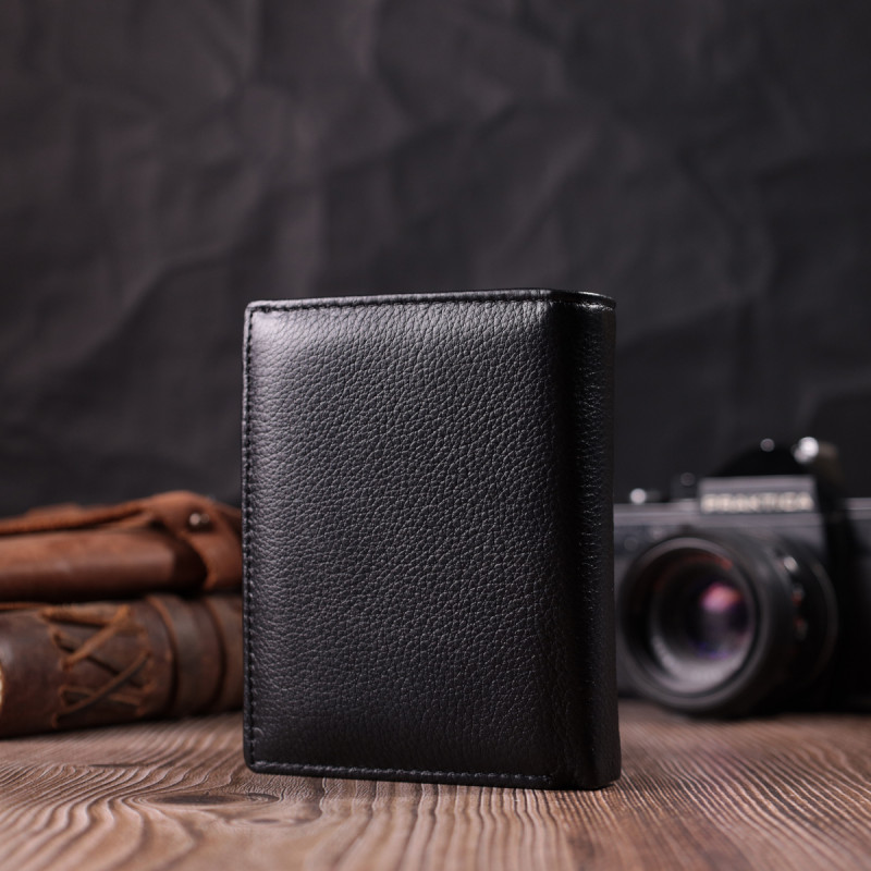 Бумажник вертикального формата из натуральной кожи ST Leather Черный