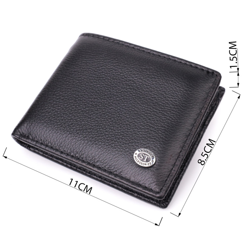 Відмінний затиск із натуральної шкіри ST Leather Чорний