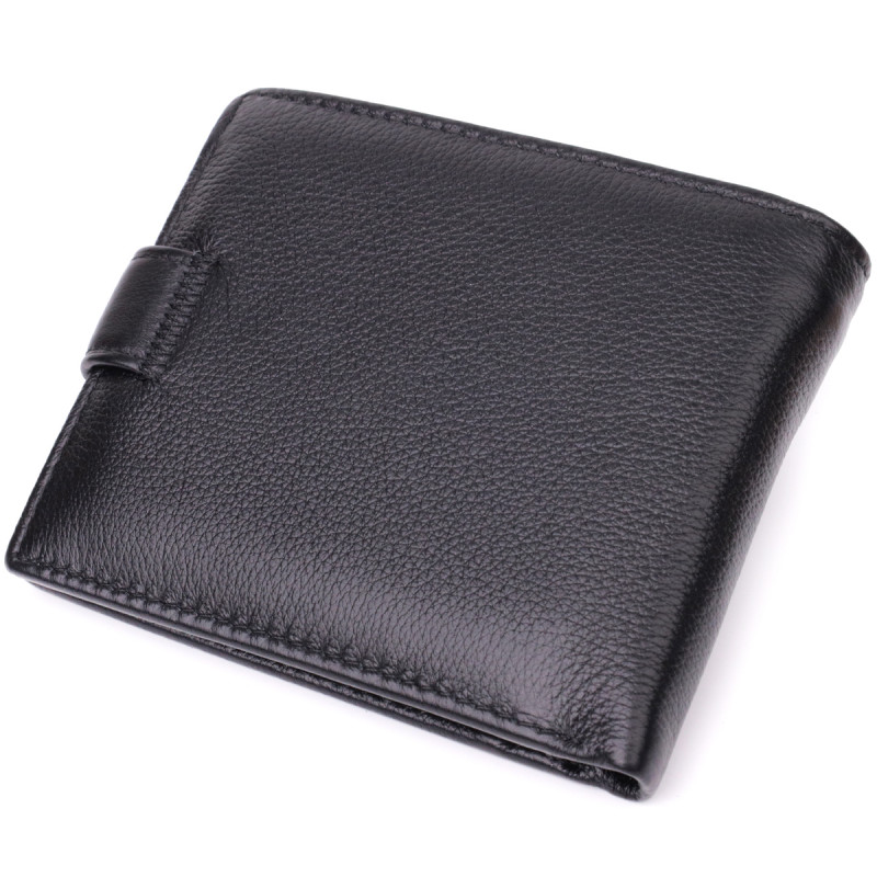 Горизонтальное мужское портмоне из натуральной кожи ST Leather Черный