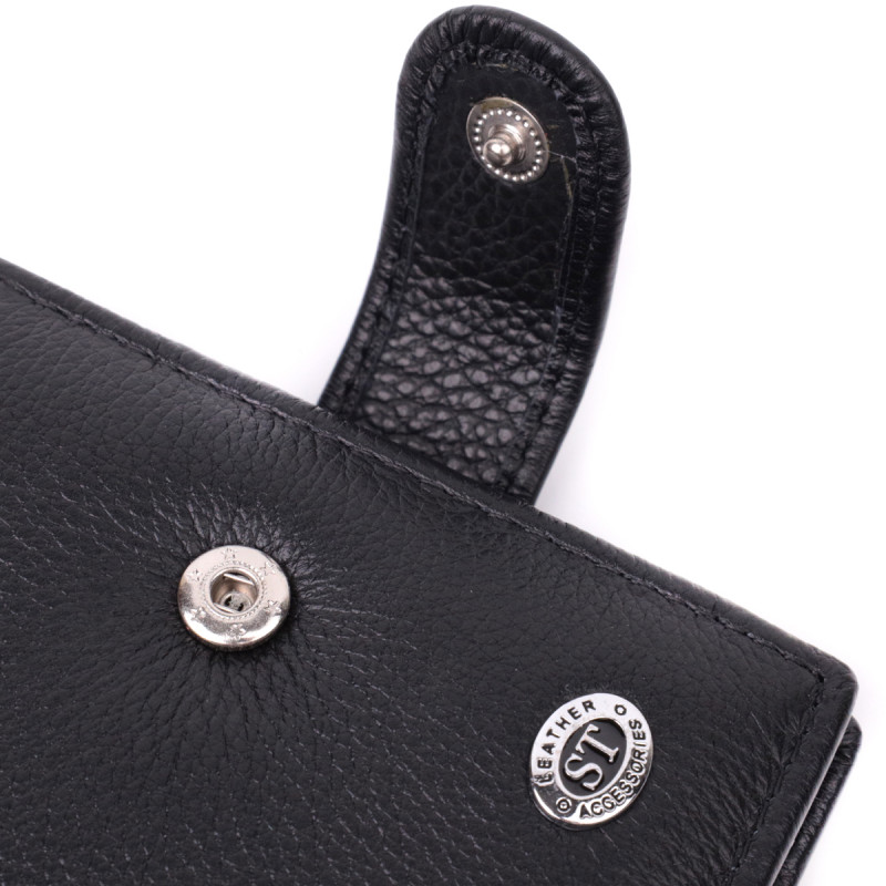 Горизонтальное мужское портмоне из натуральной кожи ST Leather Черный