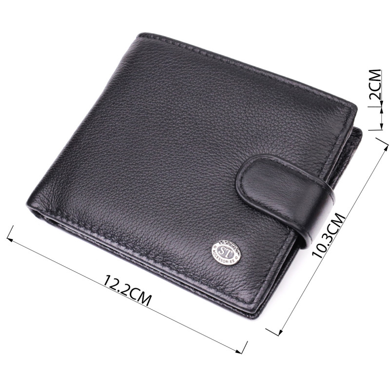 Горизонтальное мужское портмоне из натуральной кожи ST Leather Черный