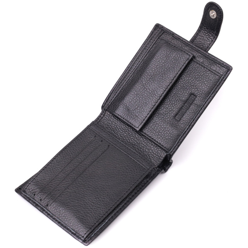 Горизонтальное мужское портмоне из натуральной кожи ST Leather Черный