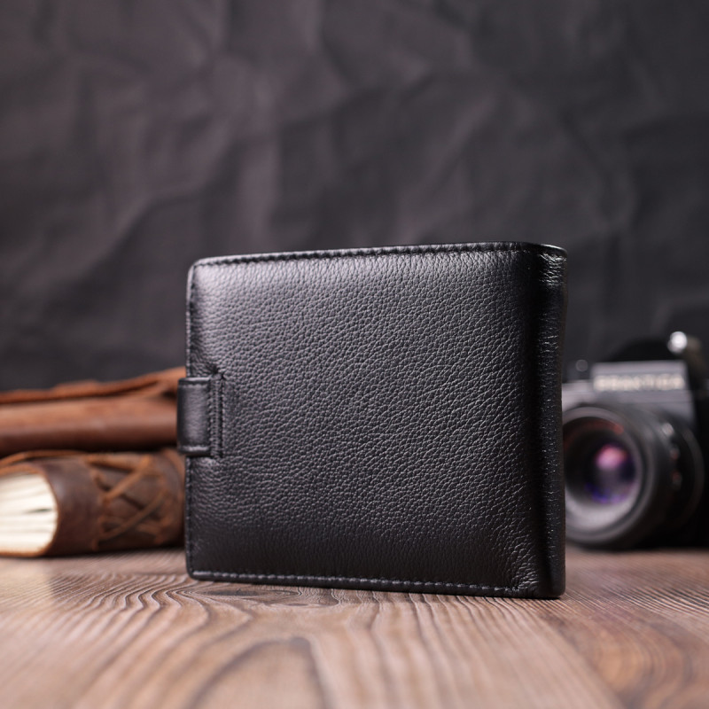 Горизонтальное мужское портмоне из натуральной кожи ST Leather Черный