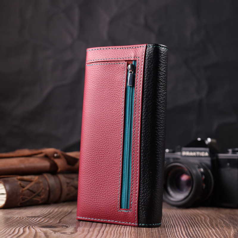 Вместительный кошелек для прекрасных женщин из натуральной кожи ST Leather Разноцветный