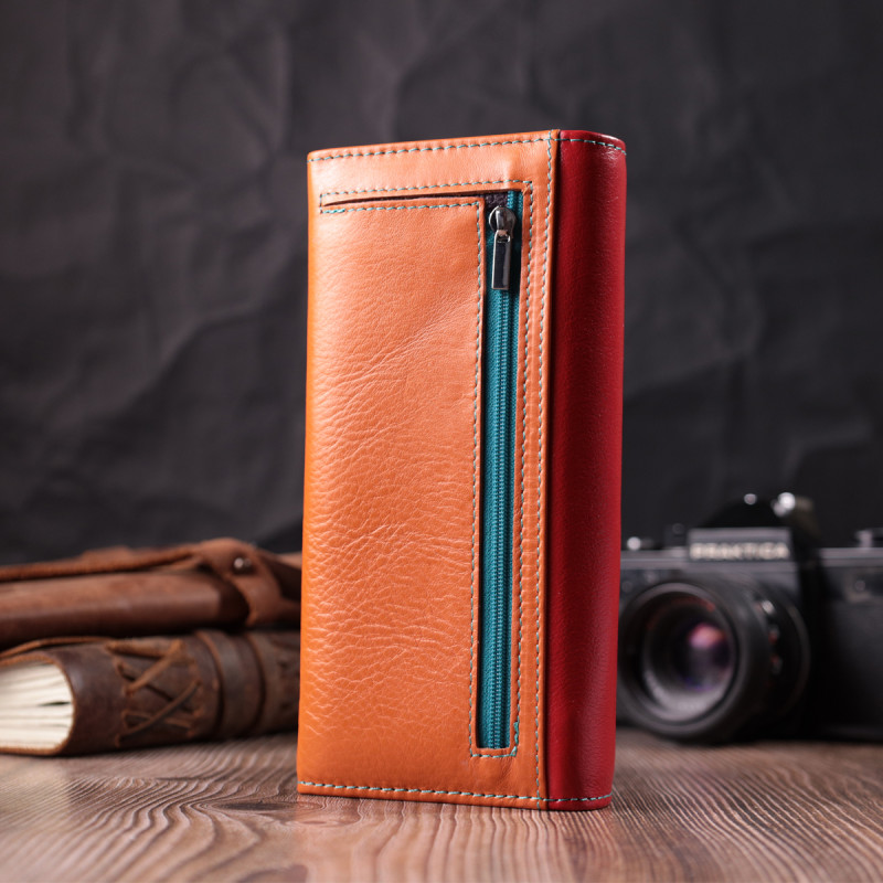 Великий гаманець для прекрасних жінок із натуральної шкіри ST Leather Різнокольоровий
