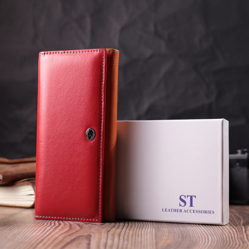 Великий гаманець для прекрасних жінок із натуральної шкіри ST Leather Різнокольоровий