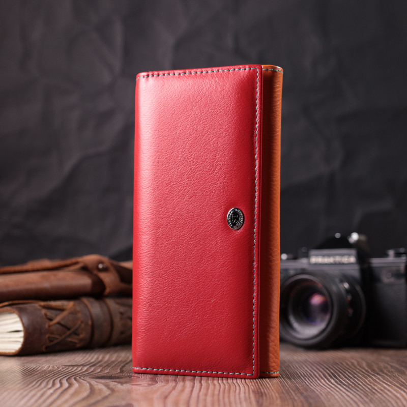 Большой кошелек для прекрасных женщин из натуральной кожи ST Leather Разноцветный
