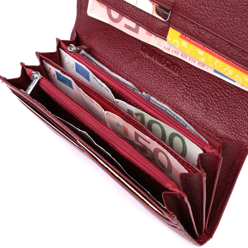 Женский оригинальный кошелек из натуральной кожи ST Leather Бордовый