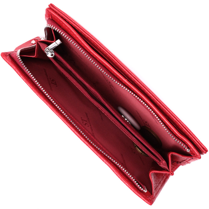 Яркий кошелек-клатч для стильных женщин из натуральной кожи ST Leather Красный