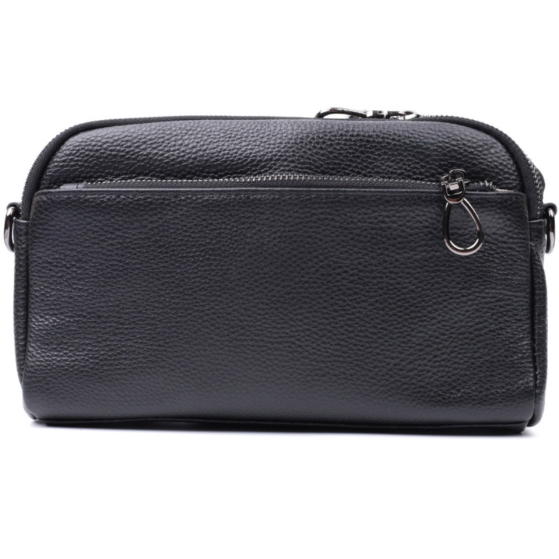 Прямоугольная женская сумка с карманами из натуральной кожи Vintage Черная