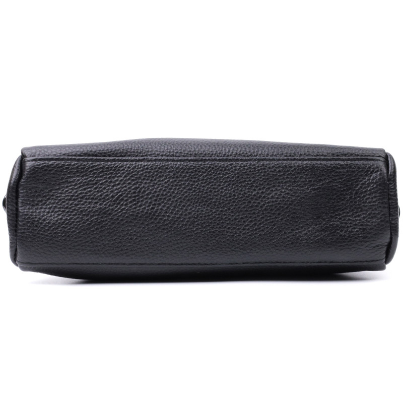 Прямоугольная женская сумка с карманами из натуральной кожи Vintage Черная